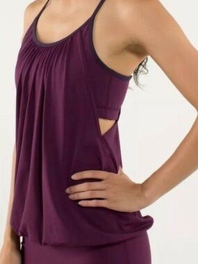 lululemon athletica No limits Deep Plum Pleated Shelf Tank